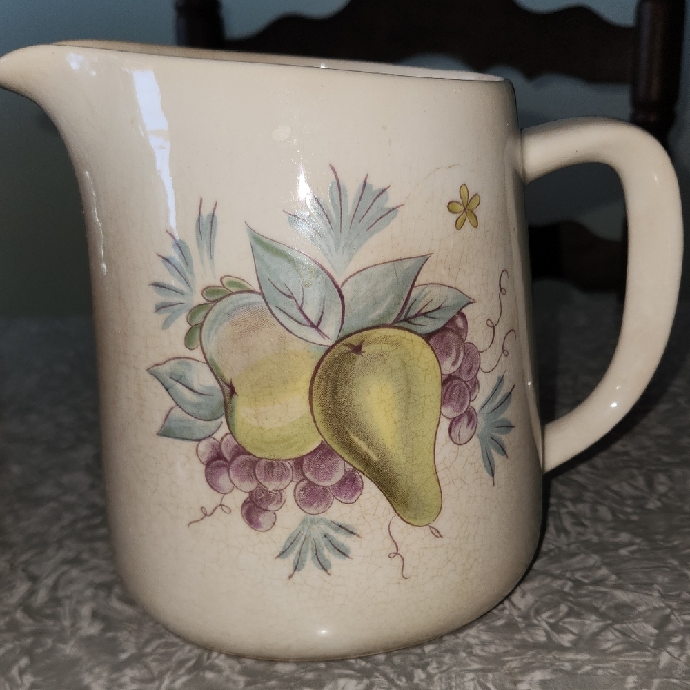 Vintage Cream Pitcher with Fruit Design